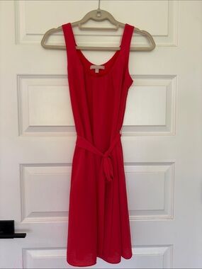 Banana Republic Bright Red Sleeveless Dress with Tie Waist